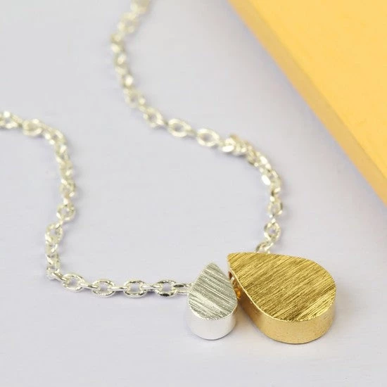 Lisa Angel Double Droplet Mixed Metal Necklace Women's Jewellery 3 Lisa Angel Double Droplet Mixed Metal Necklace Women's Jewellery