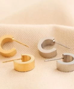 Lisa Angel Wide Huggie Earrings (Gold & Steel)