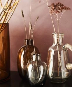 Madam Stoltz Brown Cylinder Glass Vase Homeware