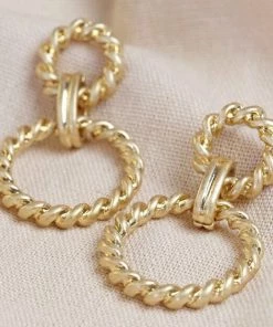 Lisa Angel Antique Effect Gold Rope Drop Earrings Women's Jewellery