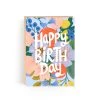 Lomond Paper Co Colourful Blue Flowers Happy Birthday Greetings Card