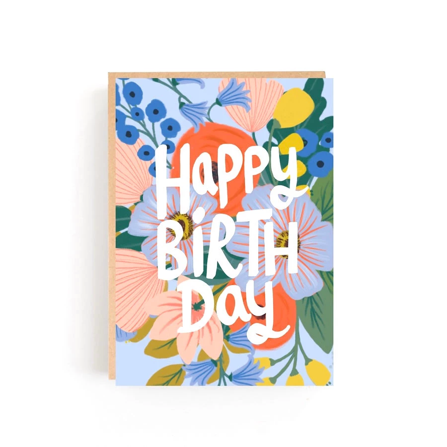 Lomond Paper Co Colourful Blue Flowers Happy Birthday Greetings Card 3 Lomond Paper Co Colourful Blue Flowers Happy Birthday Greetings Card