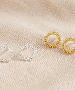 Lisa Angel Silver Dotted Sun Stud Earrings