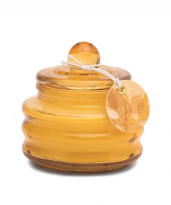 Designworks Collective Ochre Glass Container With Lid, Tobacco & Patchouli Candle