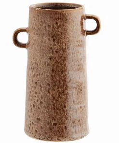 Madam Stoltz Stoneware Textured Vases With Handles (Small/Large) Homeware