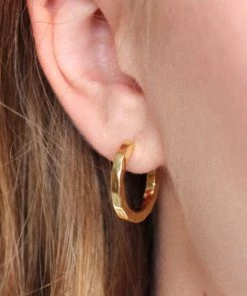 Lisa Angel Women's Jewellery Small Hammered Hoop Earrings