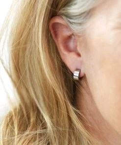 Lisa Angel Wide Huggie Earrings (Gold & Steel)