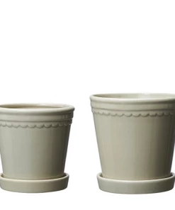 Wikholmform Astrid Plant Pot With Saucer (4 Sizes) Linen