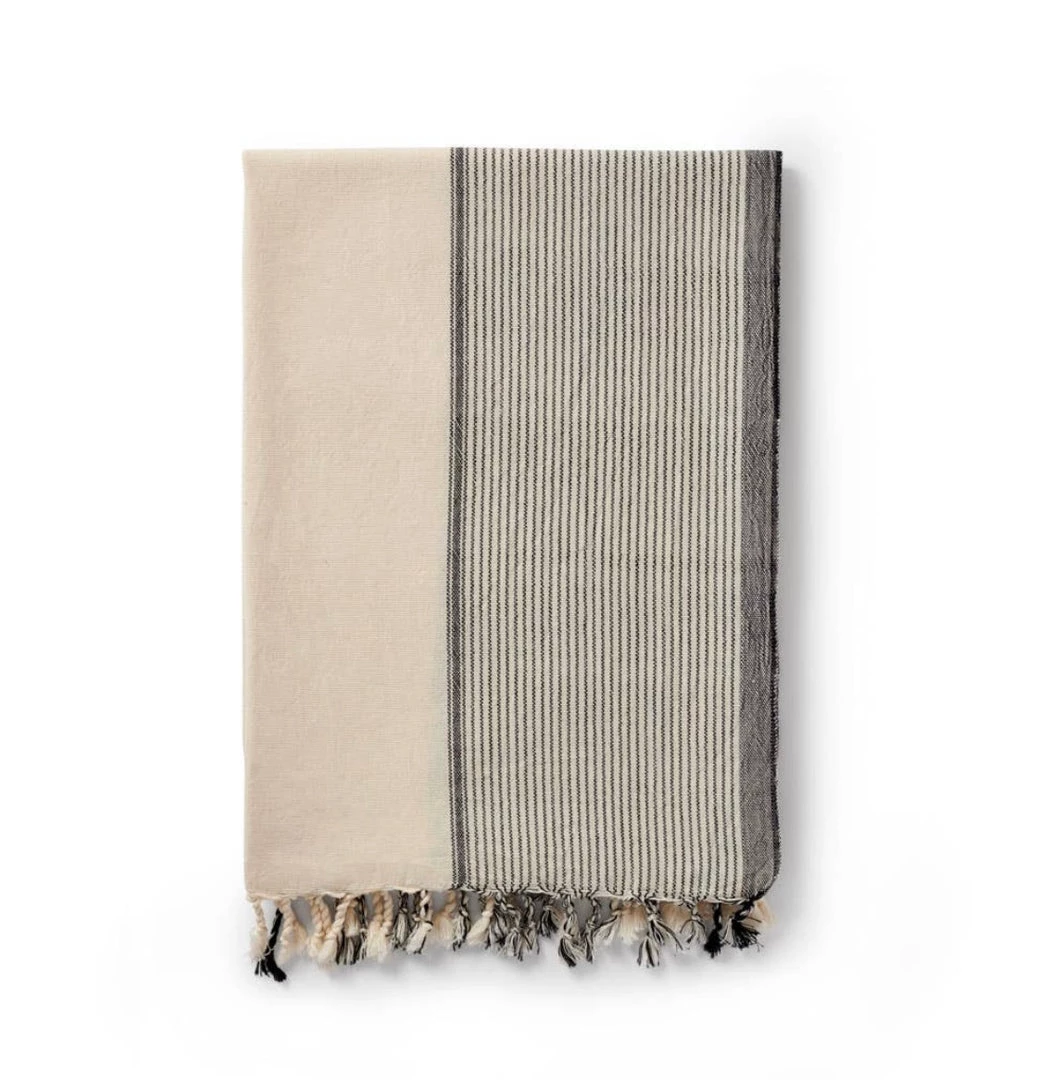 Luks Linen Mete Peshtemal Scarf / Black & Salt Summer Collection 3 Luks Linen Mete Peshtemal Scarf / Black & Salt Summer Collection