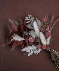 From Victoria Shop Mixed Dried Flower Mini Posy - Pink & White Dried Flowers