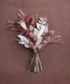 From Victoria Shop Mixed Dried Flower Mini Posy - Pink & White Dried Flowers