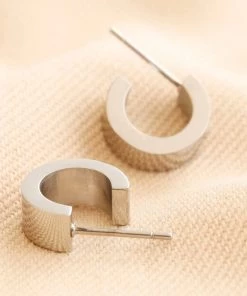 Lisa Angel Wide Huggie Earrings (Gold & Steel)