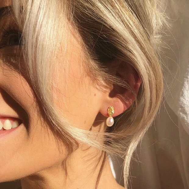 Lisa Angel Women's Jewellery Gold Organic Pearl Drop Earrings 5 Lisa Angel Women's Jewellery Gold Organic Pearl Drop Earrings