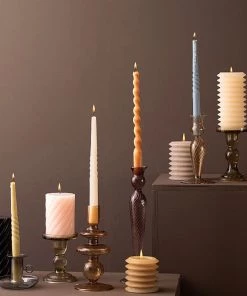 Present Time Glass Swirl Bubbles Candlestick (2 Colours) Candles & Room Scents