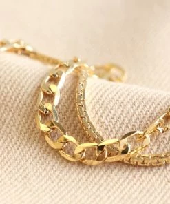 Lisa Angel Set Of 2 Gold Chain Bracelets