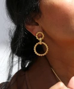 Lisa Angel Antique Effect Gold Rope Drop Earrings Women's Jewellery