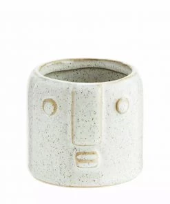 Madam Stoltz Stoneware Pot With Face Details