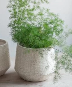 Garden Trading Plant Pots Ravello Large Ridged Ceramic Crackle Glaze Plant Pot ( 2 Sizes Available )