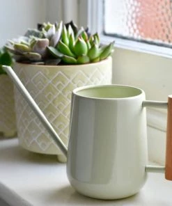 Burgon And Ball Soft Jade Indoor Watering Can With Wooden Handle Plant Accessories & Care