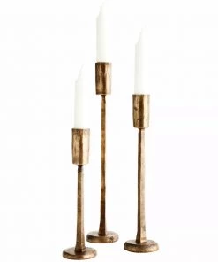 Madam Stoltz Matt Brass Hand Forged Candle Holder Homeware