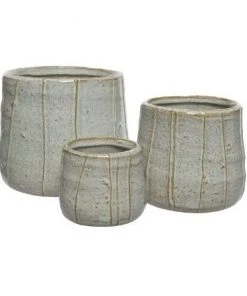 Rosefields Summer Collection Stoneware Grey Stripe Round Plant Pot (3 Sizes)