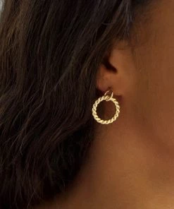 Lisa Angel Twisted Hoop Drop Gold Earrings