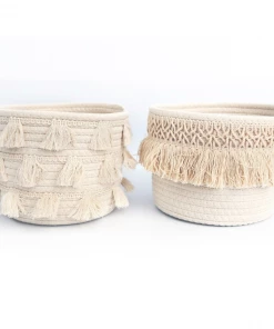 Something Different Woven Tassel Storage Basket