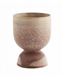 Madam Stoltz Powder Pink/Brown Stoneware Plant Pots - 3 Sizes