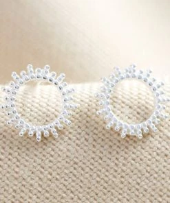 Lisa Angel Silver Dotted Sun Stud Earrings