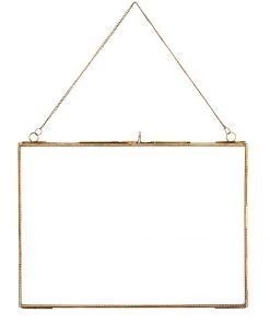 Madam Stoltz Hanging Landscape Brass Photo Frame (Beaded, 2 Sizes)
