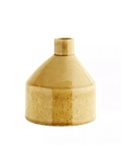 Madam Stoltz Homeware Light Mustard Stoneware Vase
