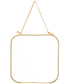 Madam Stoltz Gold Square Hanging Mirror Homeware