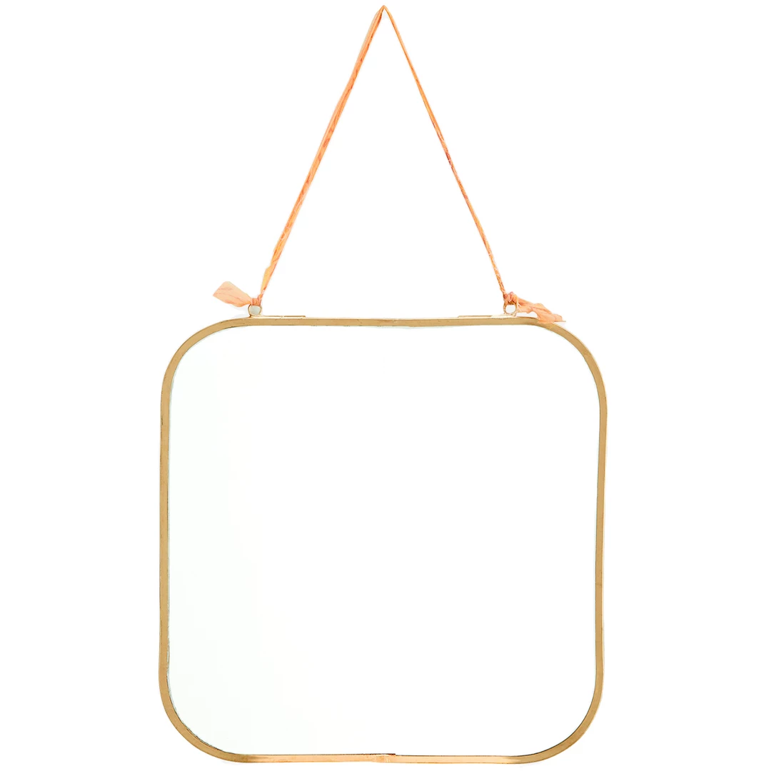 Madam Stoltz Gold Square Hanging Mirror Homeware 3 Madam Stoltz Gold Square Hanging Mirror Homeware