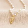 Lisa Angel Gold & Pearl White Enamel Necklace With Wing Charm 1 Lisa Angel Gold & Pearl White Enamel Necklace With Wing Charm