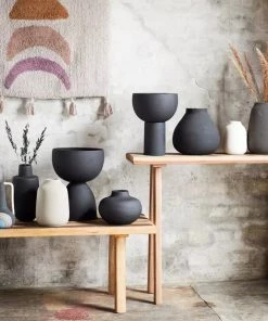 Madam Stoltz Matt Black Iron Vase Homeware