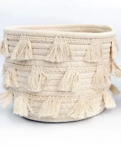 Something Different Woven Tassel Storage Basket