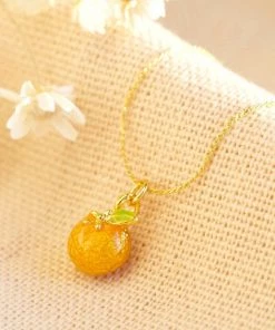 Lisa Angel Summer Collection Orange Pendant Gold Necklace