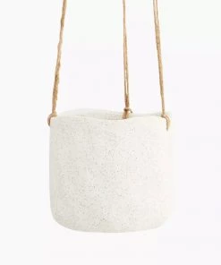Madam Stoltz Off-White Hanging Stoneware Flower Pot / Hanging Planter