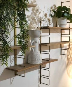 Madam Stoltz Wall Rack With Wooden Shelves Homeware