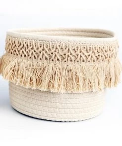 Something Different Woven Tassel Storage Basket