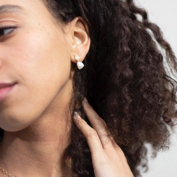 Lisa Angel Women's Jewellery Gold Organic Pearl Drop Earrings 4 Lisa Angel Women's Jewellery Gold Organic Pearl Drop Earrings