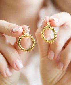 Lisa Angel Twisted Hoop Drop Gold Earrings