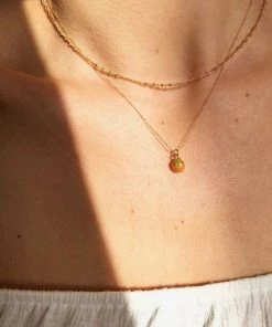 Lisa Angel Summer Collection Orange Pendant Gold Necklace
