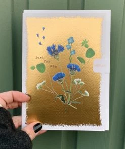 Meraki Greeting Cards 'Just For You’ Pressed Corn Flower Gold Foil Greeting Card Stationery & Prints