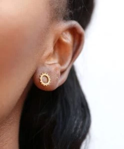 Lisa Angel Silver Dotted Sun Stud Earrings