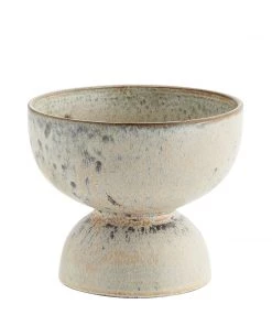 Madam Stoltz Wide Bowl Stoneware Plant Pot - Small, Soft Mustard Plant Pots