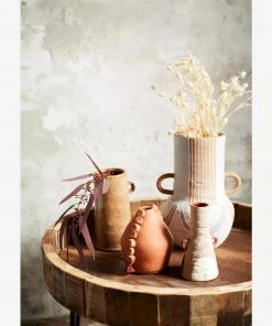 Madam Stoltz Stoneware Textured Vases With Handles (Small/Large) Homeware