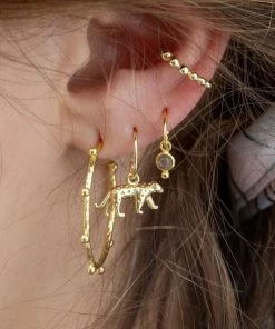 Muja Juma Women's Jewellery Dotted Hoop Earrings 1274 - Gold Or Silver