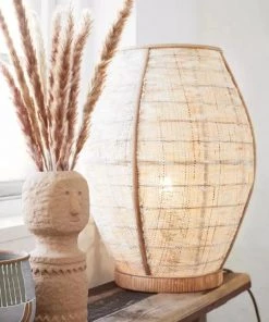 Madam Stoltz Summer Collection Bamboo And Linen Table Lamp