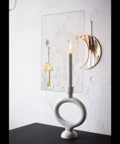 Madam Stoltz Stoneware Circular Candlestick Holder